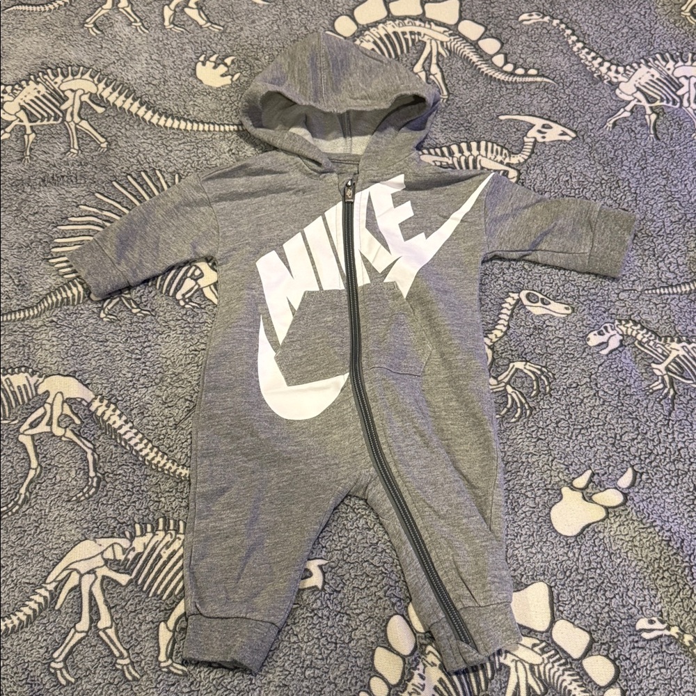 Nike Infant Gray Hooded Jumpsuit